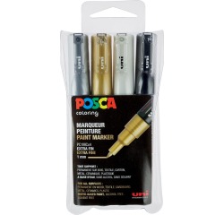 Uni-Ball Posca PC1MC bullet tip marker 0.7 to 1 mm assorted colors - Pack of 4