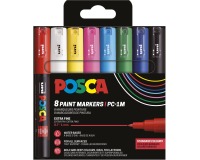 Uni POSCA paintmarker PC-1MC, 0,7 - -1 mm, etui van 8 stuks in geassorteerde basiskleuren