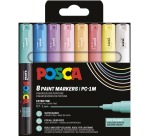 Uni POSCA marqueur peinture PC-1MC, 0,7 -1 mm, étui de 8 pièces en couleurs douces assorties