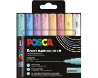 Uni POSCA marqueur peinture PC-1MC, 0,7 -1 mm, étui de 8 pièces en couleurs douces assorties
