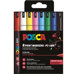 Uni POSCA Malstift PC-1MR, 0,7 mm, 8er-Set in verschiedenen Grundfarben