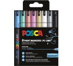 Uni POSCA marqueur peinture PC-1MR, 0,7 mm, étui de 8 pièces en couleurs métaliques assorties