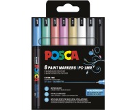 Uni POSCA paintmarker PC-1MR, 0,7 mm, etui van 8 stuks in geassorteerde metallic kleuren