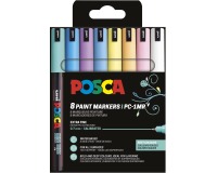 Uni POSCA paintmarker PC-1MR, 0,7 mm, etui van 8 stuks in geassorteerde zachte kleuren