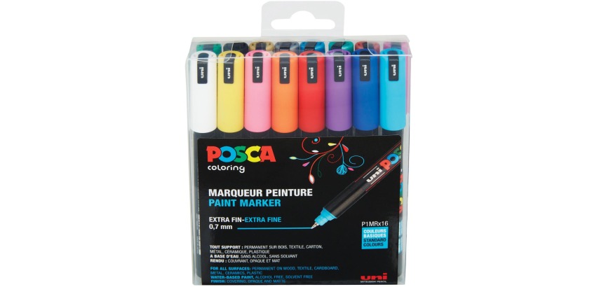 Posca Paint Marker PC1MR Extra Fine Assorted Set 16 Pieces