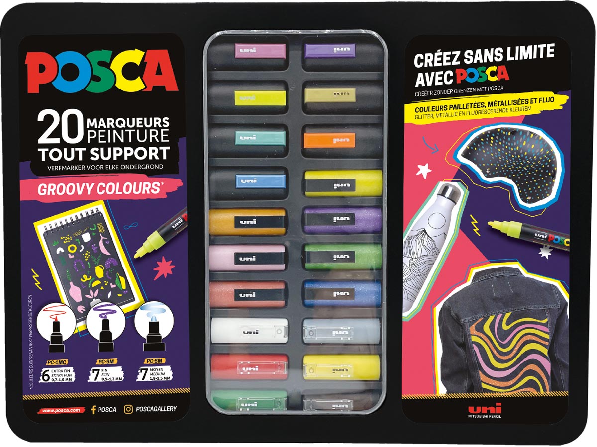 POSCA mallette métal 20 marqueurs Groovy - Posca