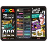 Posca paintmarkers, metalen doos van 20 stuks, assorti, ontwerp Street Vibes