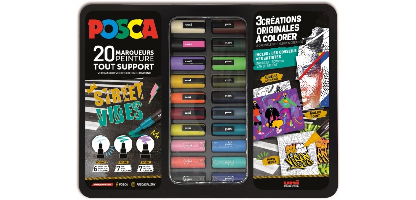Posca Malstift, Metallbox mit 20 Stück, sortiert, Street Vibes Design