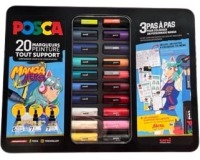 Posca marqueur peinture, boîte en métal de 20 pièces, assorti, dessin Manga
