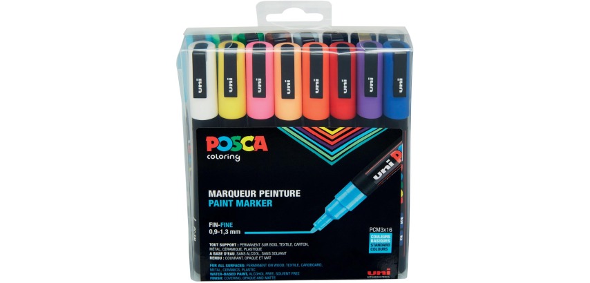 Posca Paint Marker PC3M Fine Standard Assorted Set of 16 Pieces