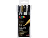 Marqueur Uni-Ball Posca PC3M pointe ogive 0,9 à 1,3 mm couleurs assorties - Etui de 4