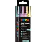 Uni POSCA marqueur peinture PC-3M, 1,5 mm, étui de 4 pièces en couleurs assorties douces