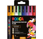 Uni POSCA marqueur peinture PC-3M, 1,5 mm, étui de 8 pièces en couleurs assorties Pop