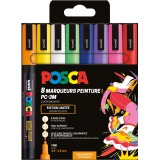 Uni POSCA marqueur peinture PC-3M, 1,5 mm, étui de 8 pièces en couleurs assorties Pop