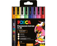 Uni POSCA paintmarker PC-3M, 1,5 mm, etui van 8 stuks in geassorteerde Pop kleuren