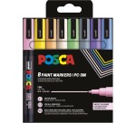 Uni POSCA paintmarker PC-3M, 1,5 mm, etui van 8 stuks in geassorteerde pastelkleuren