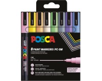Uni POSCA marqueur peinture PC-3M, 1,5 mm, étui de 8 pièces en couleurs pastel assorties