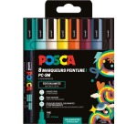 Uni POSCA marqueur peinture PC-3M, 1,5 mm, étui de 8 pièces en couleurs assorties Rétro