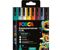 Uni POSCA paintmarker PC-3M, 1,5 mm, etui van 8 stuks in geassorteerde Retro kleuren