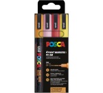 Uni POSCA paintmarker PC-3ML, 1,5 mm, glitter, etui van 4 stuks oranje, roze, rood en geel