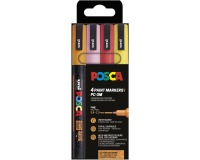 Uni POSCA marqueur peinture PC-3ML, 1,5 mm, pailletté, étui de 4 pièces orange, rose, rouge et jaune