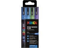 Uni POSCA marqueur peinture PC-3ML, 1,5 mm, pailletté, étui  4 pièces bleu foncé et clair, vert et violet