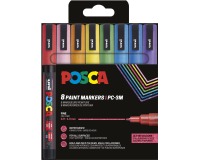 Uni POSCA marqueur peinture PC-3ML, 1,5 mm, pailletté, étui de 8 pièces en couleus assorties
