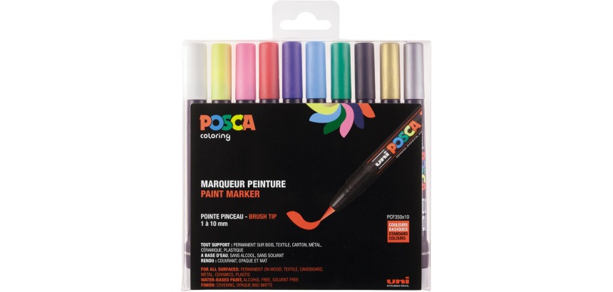 Uni POSCA marqueur peinture PCF-350, 1 - 10 mm, étui de 10 pièces, assorti
