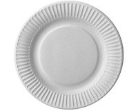 Assiette en carton, rond, blanc, paquet de 100 pièces