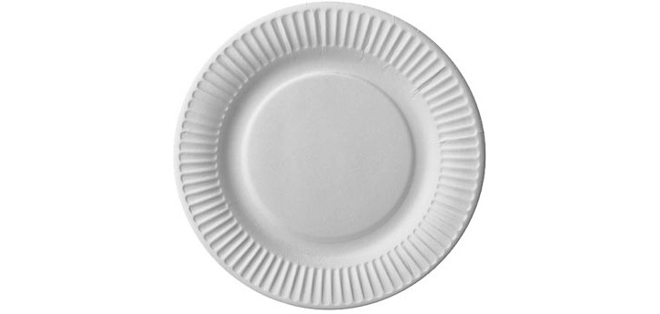 Assiette en carton, rond, blanc, paquet de 100 pièces