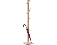 En_perchero madera paperflow haya 8 colgadores con paraguero blanco altura 180 cm