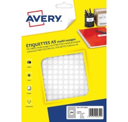 Avery PET08W ronde markeringsetiketten, diameter 8 mm, blister van 4704 stuks, wit