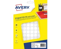 Adhesive and printable inkjet and laser stickers  Ø15 mm Avery white - Pack of 1536