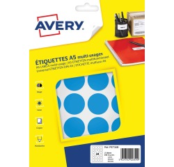 Avery PET30B ronde markeringsetiketten, diameter 30 mm, blister van 240 stuks, lichtblauw
