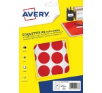 Avery PET30R etiquettes pastilles rondes, diamètre 30 mm, blister de 240 pièces, rouge