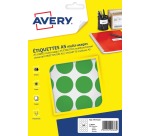 Avery PET30V round dot labels, 30 mm diameter, blister pack of 240 pieces, green