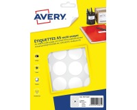 Avery PET30W ronde markeringsetiketten, diameter 30 mm, blister van 384 stuks, wit