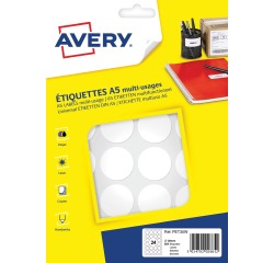Printable adhesive stickers Ø 30 mm Avery white - Box of 384