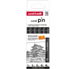 Uni Pin fineliner, pointes calibrées, noir, 0,1-0,3-0,5-0,7-0,9 mm, blister de 4 + 1 gratuit