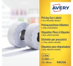 Avery PLR1226 Etiketten für entfernbaren Etikettierer, Größe 12 x 26 mm, 15.000 Etiketten, weiß