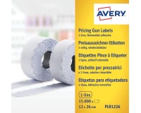 Avery PLR1226 etiketten voor prijstang afneembaar, ft 12 x 26 mm, 15 000 etiketten, wit