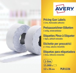 Avery PLR1226 removable labels for label maker, size 12 x 26 mm, 15,000 labels, white