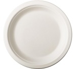 Bord "pure", rond, wit, diameter 18 cm, uit suikerriet, pak van 50 stuks