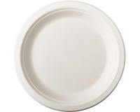 Plate in sugar cane Ø 18 cm, white - Pack of 50