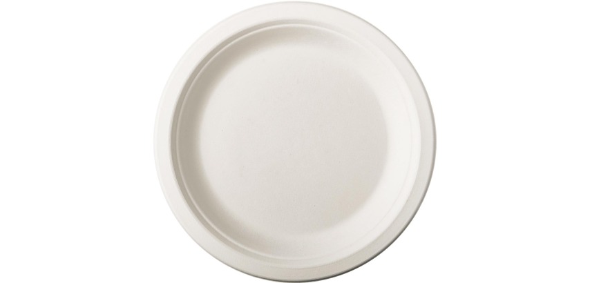 Assiette en canne à sucre Ø 18 cm, blanche - Lot de 50