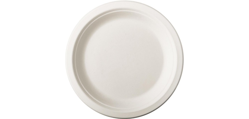 Plate in sugar cane Ø 18 cm, white - Pack of 50