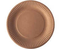 Assiette "pure", ronde, brune, diamètre 19 cm, en carton, paquet de 20 pièces