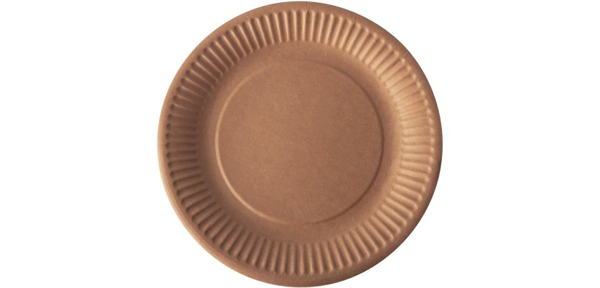 Bord "pure", rond, bruin, diameter 19 cm, uit karton, pak van 20 stuks