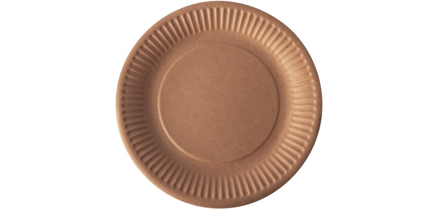 Bord "pure", rond, bruin, diameter 19 cm, uit karton, pak van 20 stuks