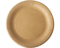 Assiette "pure", ronde, brune, diamètre 23 cm, en carton, paquet de 20 pièces